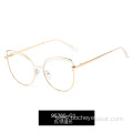 New metal anti blue light glasses women's comfortable spring leg fashion eyeglass frame UV400 flat lens